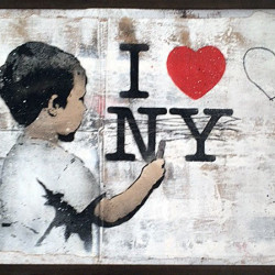 L.E.T. - I love NY - 2015 - Spraypaint on Paper - 70 cm x 50 cm - 28 inch x 20 inch - Ministry of Walls Street Art Gallery - The Urban Art Broker - Shop
