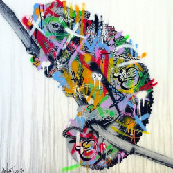 Martin Whatson Chamelion - acrylics and spraypaint on canvas - Ministry of Walls - The Urban Art Broker