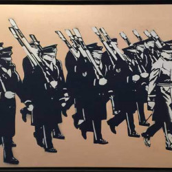 Blek le Rat - Brush Army - 2008 - Spraypaint on Canvas - 73 cm x 100 cm - 32 inch x 24 inch - Ministry of Walls Street Art Gallery - The Urban Art Broker - Shop
