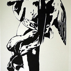Blek le Rat - Classical with Violin - 2008 - Silver Screenprint - 140 cm x 90 cm - 55 inch x 35 inch - Ministry of Walls Street Art Gallery - The Urban Art Broker - Shop