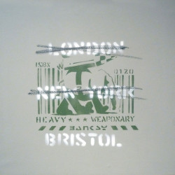 Banksy - London, New York, Bristol (Heavy Weaponry) - 2000 - Spraypaint on Canvas - 54 cm x 57 cm - 21 inch x 22 inch - Ministry of Walls Street Art Gallery - The Urban Art Broker - Shop