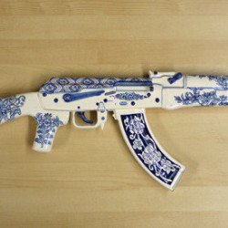 Charles Krafft - AK47 - 2013 - Painting on Ceramics - 26 cm x 88 cm - 10 inch x 35 inch - Ministry of Walls Street Art Gallery - The Urban Art Broker - Shop