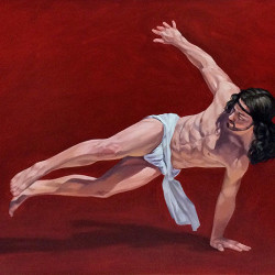Cosmo Sarson - Breakdancing Jesus (Red) - 2015 - Oil Paint on MDF Board - 86 cm x 122 cm - 34 inch x 48 inch - Ministry of Walls Street Art Gallery - The Urban Art Broker - Shop