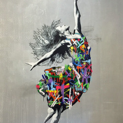 Martin Whatson - Dancer - 160cm 120cm - spray paint and acrylics on canvas. Ministry of Walls Streetart Gallery - The Urban Art Broker - Shop