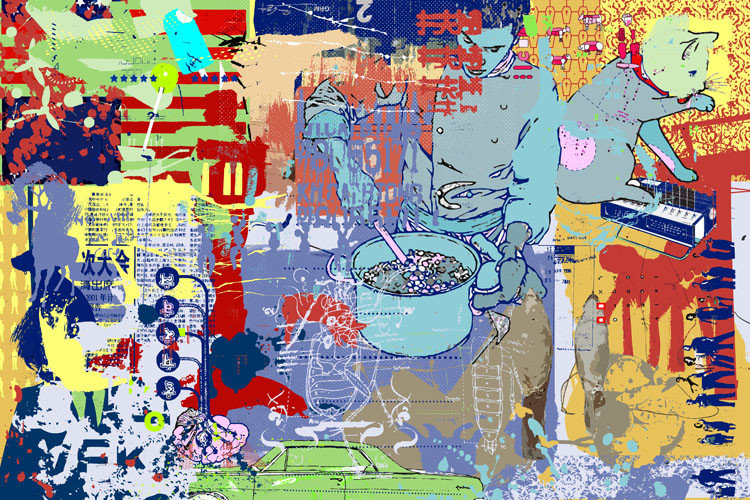 Johann Büsen - Eintopf - 2008 - Digital Collage on Canvas - 105 cm x 160 cm - 41 inch x 63 inch - Ministry of Walls Street Art Gallery - The Urban Art Broker - Shop
