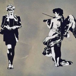 Blek le Rat - Diana and Angel - 2008 - 5 Colour Screenprint - 96 cm x 87 cm - 38 inch x 34 inch - Ministry of Walls Street Art Gallery - The Urban Art Broker - Shop