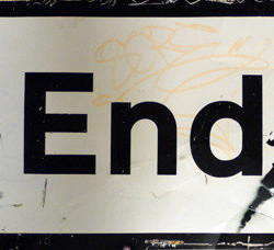 Banksy - The End - 2004 - Spraypaint on Traffic Sign - 86 cm x 34 cm - 34 inch x 13 inch - Ministry of Walls Street Art Gallery - The Urban Art Broker - Shop
