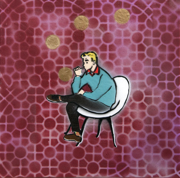 c.mank - Gold Sphere #4 - 2016 - Acrylic and Stencil Spraypaint on Canvas - 50 cm x 50 cm - 20 inch x 20 inch - Ministry of Walls Street Art Gallery - The Urban Art Broker - Shop