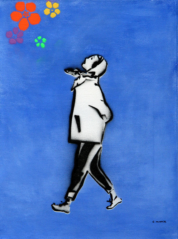 c.mank - Views #12 - 2016 - Crayon, Acrylic and Stencil Spraypaint on Canvas - 40 cm x 30 cm - 16 inch x 12 inch - Ministry of Walls Street Art Gallery - The Urban Art Broker - Shop