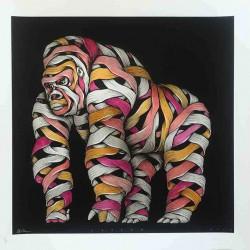 Otto Schade - Gorilla male grey spray yellow-red-pink - 2016 - 54cm x 54cm - 1/1 Hand finished screen print Somerset paper 300 grs - Ministry of Walls Street Art Gallery Shop