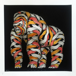 Otto Schade - Gorilla male grey spray red-yellow - 2016 - 54cm x 54cm - 1/1 Hand finished screen print Somerset paper 300 grs - Ministry of Walls Street Art Gallery Shop