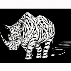 Otto Schade - Rhino Zero - 2016 - ink drawing on card paper - 59,4x42cm - edition1 - Ministry of Walls - Streetart Gallery Shop - The urban art broker