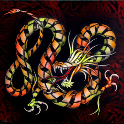 Otto Schade - Chinese Dragon - 2016 - Stencil spray paint mixed technique on canvas - 2/5 - 100cmx100cm - Ministry of Walls Streetart Gallery - The Urban Art Broker