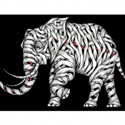 Otto Schade - Elefant-chain - 2016 - ink drawing on card paper - 59,4x42cm - edition1 - Ministry of Walls - Streetart Gallery Shop - The urban art broker