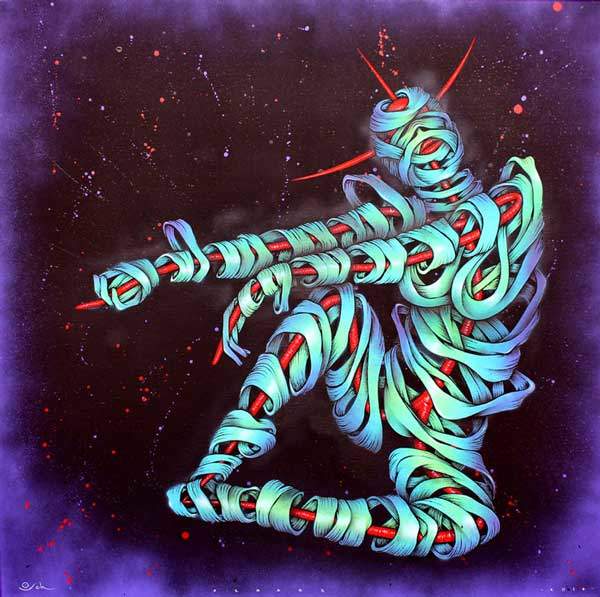 Andromeda Otto Schade -  2014 -100cmx100cm - Edition2von5  - Stencil spray paint mixed technique on canvas - Ministry of Walls - Streetart Gallery Shop