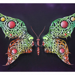 Otto Schade - Butterfly Kiss 2014 - 91cmx122cm - spray paint mixed technique on canvas - edition1 Ministry of Walls - Streetart Gallery Shop