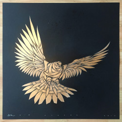 Otto Schade - DOVE Black Gold glittered - 2016 - 60cm x 60cm stencil-spray-handfinished 300g-card_ed1-1 Ministry of Walls Street Art Shop Gallery