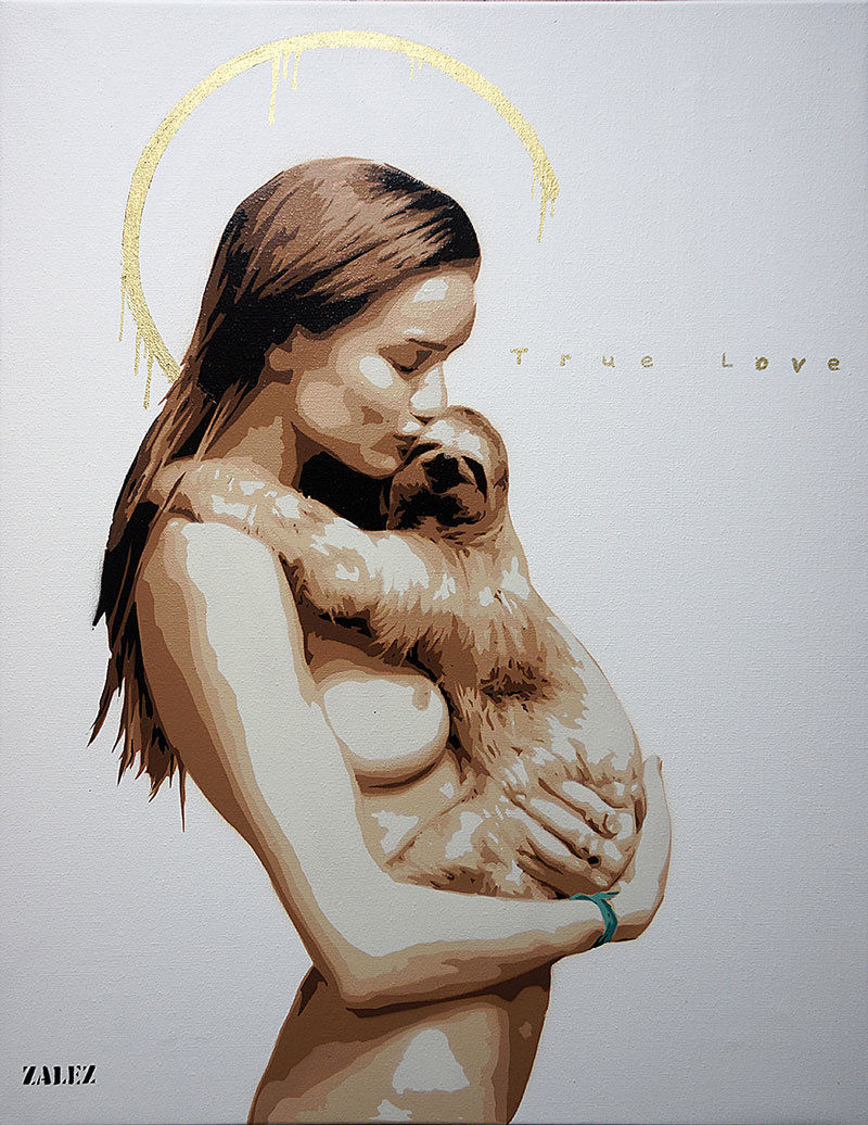 Zalez-True Love 2016 spray paint on canvas - 65x50cm -Ministry of Walls Streetart Gallery-The Urban Art-Broker shop