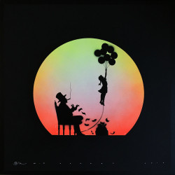 Otto Schade - Uplifted Dreams Black YO- 2016 - 60cm x 60cm stencil-spray-handfinished 300g-card_ed1-1 Ministry of Walls Street Art Shop Gallery