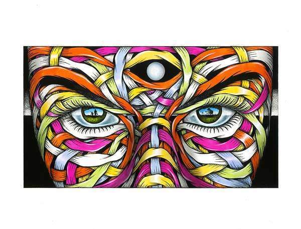 Magic Moon Otto Schade  - 2016 - 420x594mm - Tusche und Acryl Zeichnung auf Kunstkarton - Edition 1 - Ministry of Walls Streetart Gallerie - The Urban Art Broker shop