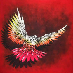 Otto Schade - Dove Red - 2016 Spraypaint on canvas - 100cm x 100cm - Edition1 -Ministry of Walls Street Art Gallery The Urban Art Broker Shop