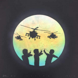 Otto Schade David vs Goliath framed - 2016 - 60x60cm - 24x24inch - AP sparypaint on paper framed - coa -Ministry of Walls Streetart Gallery - The urban art broker shop