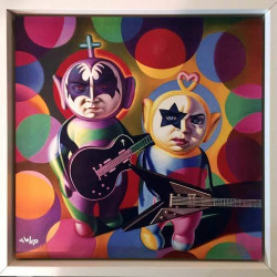 Ron English - Kiss Teletubbies 2017 - Fine art wood print on 1/2" sustainable Birch, bright white finish -Edition50 -10x10inch - 254x254mm -- Ministry of Walls Street-Art Gallery - The Urban-Art Broker shop