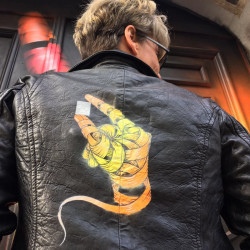 Otto Schade - Galaxo Girl - Neoporn - 2017 - Stencil Spraypaint on Jacket - Size: M - Ministry of Walls Street Art Gallery - The Urban Art Broker - Shop