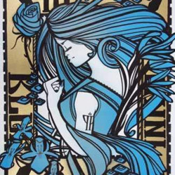 Inkie - Ink Nouveau Blue - 2015 - Spraypaint and Acrylics on Canvas - 50 cm x 40 cm - 20 inch x 16 inch - Ministry of Walls Street Art Gallery - The Urban Art Broker - Shop