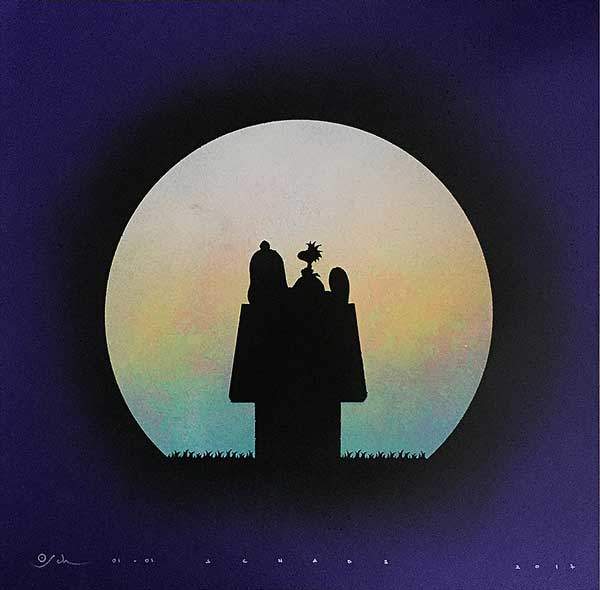 chilling out purple Otto Schade 2017 - 59,4x59,4cm - 24x24inch - oneoff - sparypaint on paper coa - Ministry of Walls Streetart Gallery - The urban art broker shop