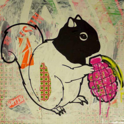 Strefan Strumbel Eichhörnchen - 2015 - acylics on canvas signed - coa - 40cm x 40cm - 16x16 inch - Ministry of Walls Street art gallery - The Urban art broker shop