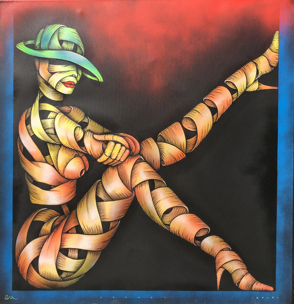 Audrey Otto Schade - 2015 - Stencil Sprühfarbe Mischtechnik auf Leinwand  - Edition 1 - 100cmx100cm - 40x40 inch- Ministry of Walls Streetart Gallery - The Urban Art Broker - Shop