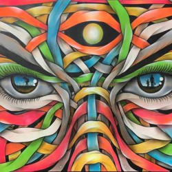 Otto Schade - Magic Moon - 2017 - Stencil Spray Paint on Canvas - 100 cm x 170 cm - 39 inch x 70 inch - Ministry of Walls Street Art Gallery - The Urban Art Broker - Shop