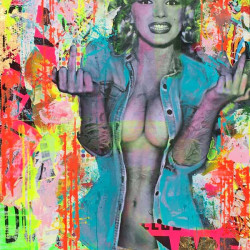 Pookky Fuck U - 2017 - collage spraypaint acrylics on canvas - 81 cm x 65 cm - 32 x 26 inch - Edition1 - Ministry of Walls - Streetart Gallery - The Urban Art Broker - Shop