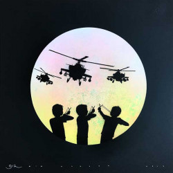 Otto Schade - David vs. Goliath (Pink, Yellow) - 2017 - Stencil Spray Paint on Paper - 60 cm x 60 cm - 24 inch x 24 inch - Ministry of Walls Street Art Gallery - The Urban Art Broker - Shop