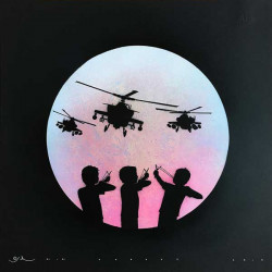 Otto Schade - David vs. Goliath (Blue, Pink) - 2017 - Stencil Spray Paint on Paper - 60 cm x 60 cm - 24 inch x 24 inch - Ministry of Walls Street Art Gallery - The Urban Art Broker - Shop