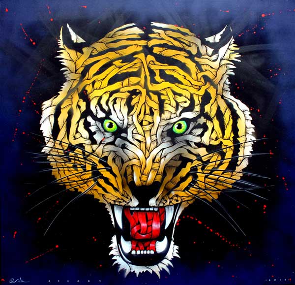 Otto Schade Tigers Head - 2014 - Spraypaint on canvas - 100cm x 100cm - Edition2-5 - Ministry of walls Streetart Gallery shop kaufen buy