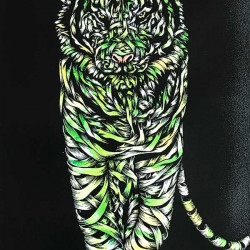 Otto Schade - Tiger Threat (Green) - 2017 - 2 Colour Screen Print on Paper - 75 cm x 41 cm - 30 inch x 16 inch - Ministry of Walls Street Art Gallery - The Urban Art Broker - Shop