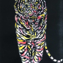 Otto Schade - Tiger Threat (Yellow, Red) - 2017 - 2 Colour Screen Print on Paper - 75 cm x 41 cm - 30 inch x 16 inch - Ministry of Walls Street Art Gallery - The Urban Art Broker - Shop