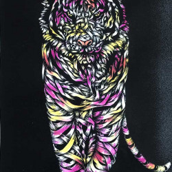 Otto Schade - Tiger Threat (Yellow, Violet) - 2017 - 2 Colour Screen Print on Paper - 75 cm x 41 cm - 30 inch x 16 inch - Ministry of Walls Street Art Gallery - The Urban Art Broker - Shop