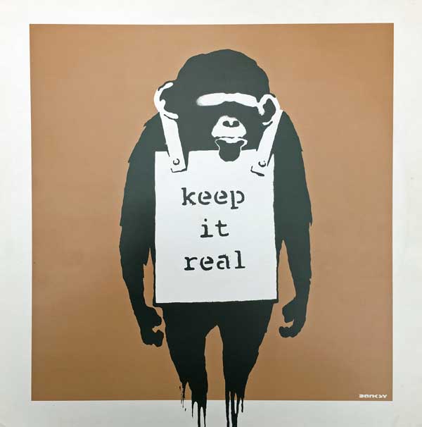 Banksy - Keep it Real (Bronze) - 2008 - Print on Card - 31 cm x 31 cm - 12 inch x 12 inch - Ministry of Walls Street Art Gallery - The Urban Art Broker - Shop