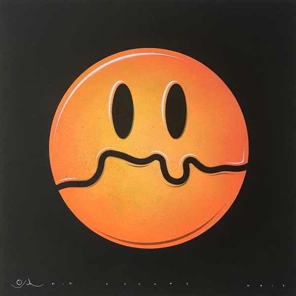 Otto Schade - London Smiley (Small) - 2017 - Stencil Spray Paint on Paper - 40 cm x 40 cm - 16 inch x 16 inch - Ministry of Walls Street Art Gallery - The Urban Art Broker - Shop