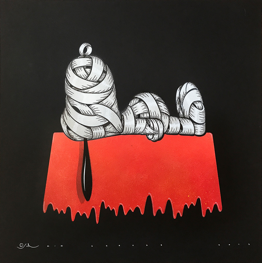 Otto Schade - Snoopy - 2017 - Stencil Spray Paint on Paper - 60 cm x 60 cm - 24 inch x 24 inch - Ministry of Walls Street Art Gallery - The Urban Art Broker - Shop