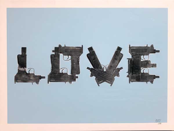 ARMX - Love (Blue) - 2018 - Acrylspray and Ink on Wood - 60 cm x 80 cm - 24 inch x 32 inch - Ministry of Walls Street Art Gallery - The Urban Art Broker - Shop