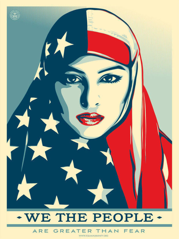 Shepard Fairey we the people are greater than fear - 2017 - 36 x 24 inch - 92x62cm -offset print on cream Speckle Tone paper - Ministry of Walls Street Art Gallery - The Urban Art Broker - shop