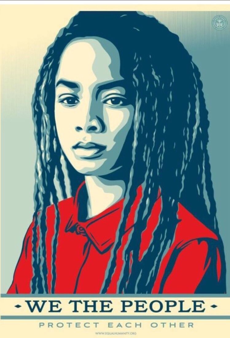 Shepard Fairey we the people protect each other - 2017 - 36 x 24 inch - 92x62cm -offset print on cream Speckle Tone paper - Ministry of Walls Street Art Gallery - The Urban Art Broker - shop