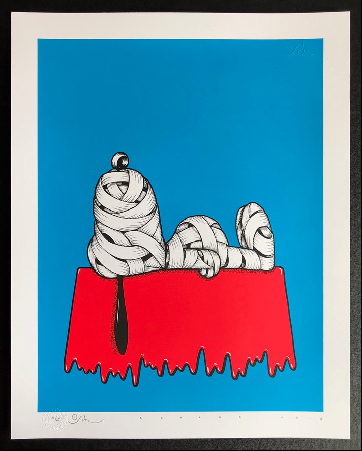 Otto Schade - Snoopy (Blue) - 2018 - 3-layers Screen Print - 42 cm x 51 cm - 17 inch x 20 inch - Ministry of Walls Street Art Gallery - The Urban Art Broker - Shop