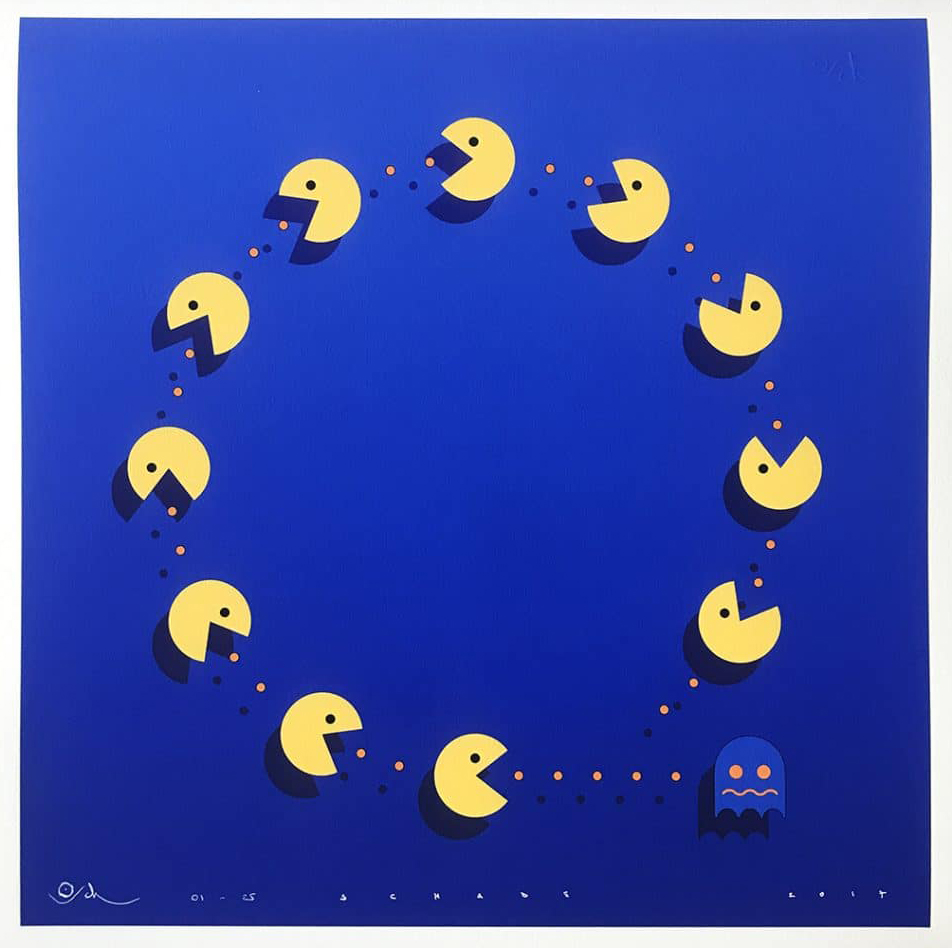 Otto Schade - Pac-Man Brexit - 2017 - Giclee Print on Paper - 50 cm x 50 cm - 20 inch x 20 inch - Ministry of Walls Street Art Gallery - The Urban Art Broker - Shop