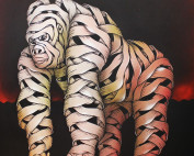 Otto Schade - Gorilla Male (Red) - 2017 - Stencil Spray Paint on Canvas - 100 cm x 100 cm - 39 inch x 39 inch - Ministry of Walls Street Art Gallery - The Urban Art Broker - Shop