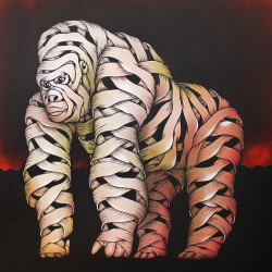 Otto Schade - Gorilla Male (Red) - 2017 - Stencil Spray Paint on Canvas - 100 cm x 100 cm - 39 inch x 39 inch - Ministry of Walls Street Art Gallery - The Urban Art Broker - Shop